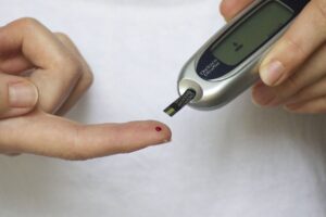 Person checking blood sugar